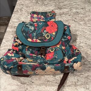 Sakroots Teal and Multicolor Floral Backpack